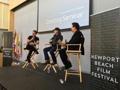 Thomas Michael and Kieran Darcy-Smith speaking on directing panel at Newport Beach Film Festival