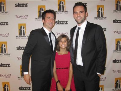 Ben Foster, Olivia Draguicevich, and Mark Dennis attend the Hollywood Awards Gala at the Beverly Hilton Hotel.