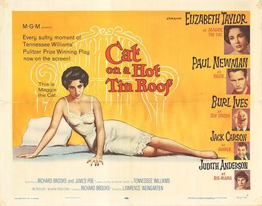 Paul Newman, Elizabeth Taylor, Judith Anderson, Jack Carson, and Burl Ives in Cat on a Hot Tin Roof (1958)