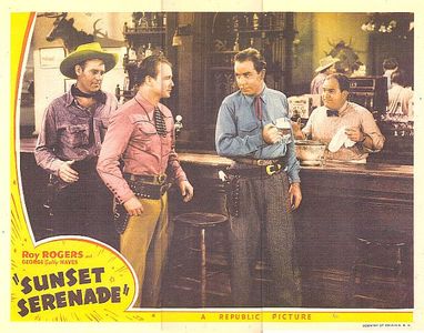 Roy Rogers, Roy Barcroft, Onslow Stevens, and Dick Wessel in Sunset Serenade (1942)