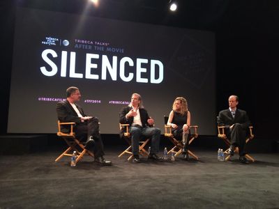 James Spione, Barton Gellman, Thomas Drake, and Jesselyn Radack at an event for Silenced (2014)