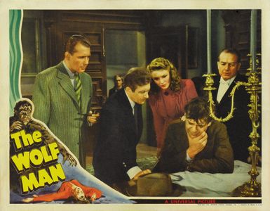 Ralph Bellamy, Lon Chaney Jr., Claude Rains, Evelyn Ankers, and Leyland Hodgson in The Wolf Man (1941)