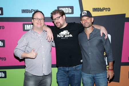 Josh Bycel, Mike McMahan, and Justin Roiland at an event for IMDb at San Diego Comic-Con (2016)