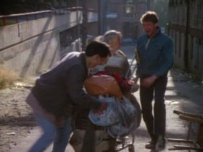 Brock Johnson, Robert Luft, and Jeanette Nolan in MacGyver (1985)
