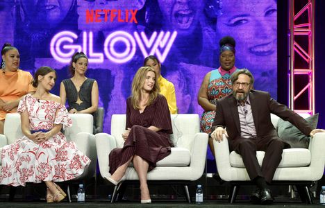 Marc Maron, Jackie Tohn, Alison Brie, Kia Stevens, Betty Gilpin, Britney Young, and Britt Baron at an event for GLOW (20