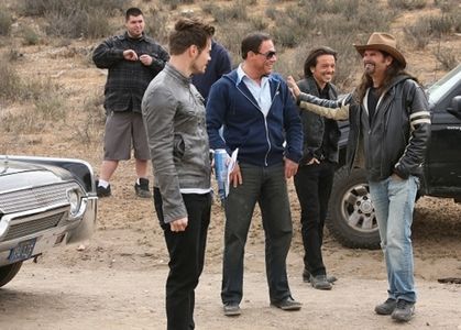 With Jean Claude Van Damme and Josh Henderson on the set of Swelter