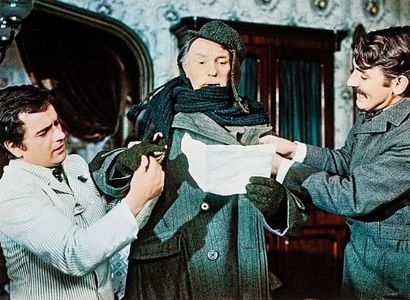 Dudley Moore, Peter Cook, and Ralph Richardson in The Wrong Box (1966)