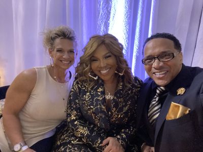 Tina Chandler-Ducena, Mona Scott Young and Carl Ducena at the #ScottYoungHolidaySoiree in New Jersey