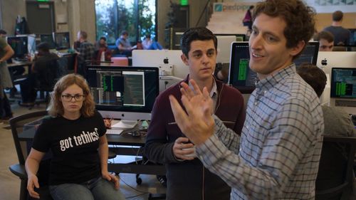 Aaron Sanders, Thomas Middleditch, and Rachel Rosenbloom in Silicon Valley (2014)