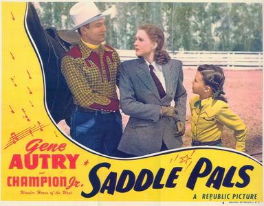 Gene Autry, Lynne Roberts, and Jean Van in Saddle Pals (1947)