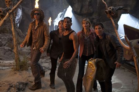 Logan Lerman, Douglas Smith, Brandon T. Jackson, Alexandra Daddario, and Leven Rambin in Percy Jackson: Sea of Monsters 