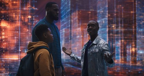 Don Cheadle, LeBron James, and Cedric Joe in Space Jam: A New Legacy (2021)