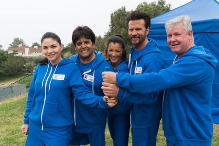 Lorenzo Lamas, Kelly Hu, Jodi Lyn O'Keefe, Erik Estrada, and Larry Wilcox at an event for Battle of the Network Stars (2