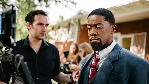 Atandwa Kani on set with The Suit director, Jarryd Coetzee
