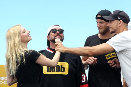 Kevin Smith, Gustaf Skarsgård, Katheryn Winnick, and Alexander Ludwig at an event for IMDb at San Diego Comic-Con (2016)