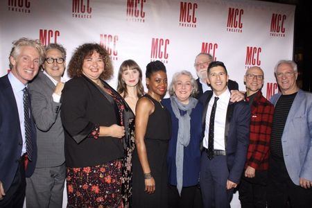 JC Lee with the cast and artistic staff of MCC Theatre in New York City on Opening Night of 