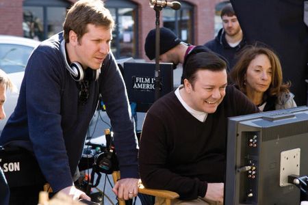 Ricky Gervais, Lynda Obst, and Matthew Robinson in The Invention of Lying (2009)