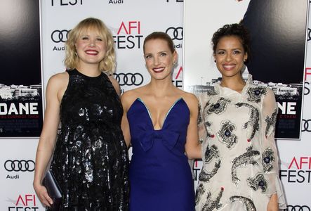 Alison Pill, Jessica Chastain, and Gugu Mbatha-Raw at an event for Miss Sloane (2016)