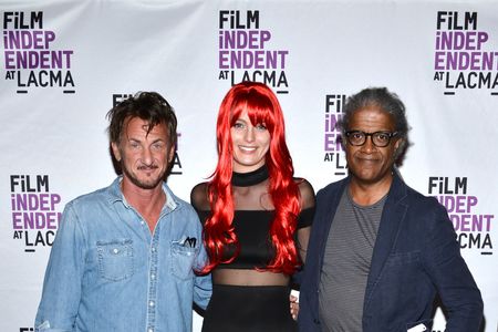 Sean Penn, Elvis Mitchell, and Leila George