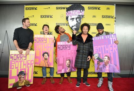Boots Riley, Omari Hardwick, Jermaine Fowler, Armie Hammer, and Steven Yeun at an event for Sorry to Bother You (2018)