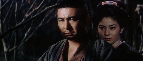 Shintarô Katsu and Eiko Takashiro in Adventures of Zatoichi (1964)