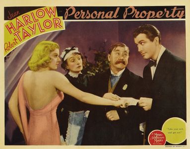 Jean Harlow, Robert Taylor, Forrester Harvey, and Una O'Connor in Personal Property (1937)