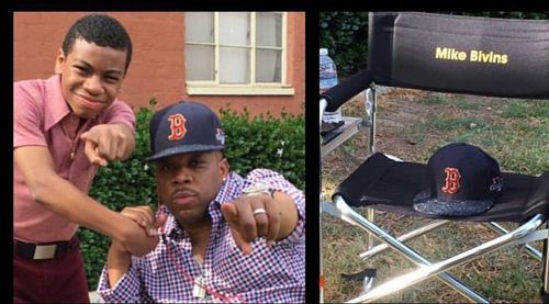 Lil_dante732 with 617MikeBiv on set New Edition Movie.