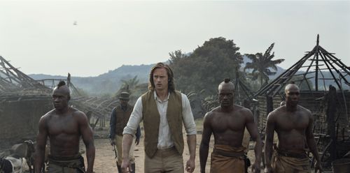 Samuel L. Jackson, Alexander Skarsgård, Mens-Sana Tamakloe, Osy Ikhile, and Antony Acheampong in The Legend of Tarzan (2