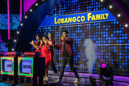 Lani Lobangco, Rachel Lobangco, Leona Lobangco, and Bruno Gabriel in Family Feud Philippines (2022)