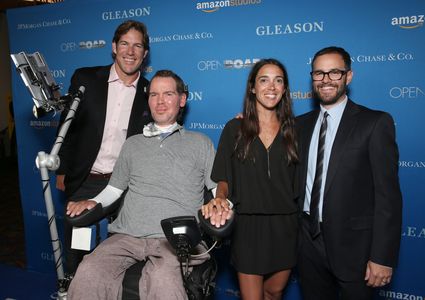 Clay Tweel, Scott Fujita, Steve Gleason, and Michel Varisco-Gleason at an event for Gleason (2016)