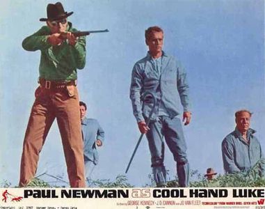 Paul Newman, George Kennedy, Marc Cavell, and Morgan Woodward in Cool Hand Luke (1967)
