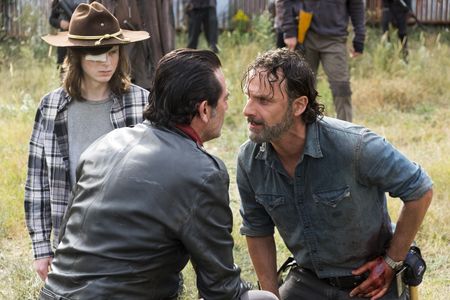Andrew Lincoln, Jeffrey Dean Morgan, and Chandler Riggs in The Walking Dead (2010)