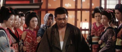 Shintarô Katsu, Norihei Miki, and Mikiko Tsubouchi in Zatoichi's Revenge (1965)