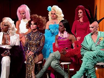Peppermint, Farrah Moan, Jaymes Mansfield, Jaren Merrell, Cynthia Lee Fontaine, Sasha Velour, and Trinity The Tuck in Ru