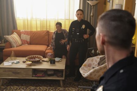 Eric Winter, Melissa O'Neil, and Madalyn Horcher in The Rookie (2018)