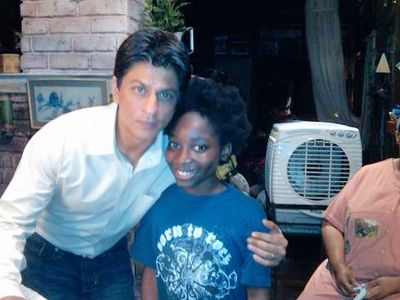 Adrian Kali Turner and Shahrukh Khan on the set of My Name Is Khan.