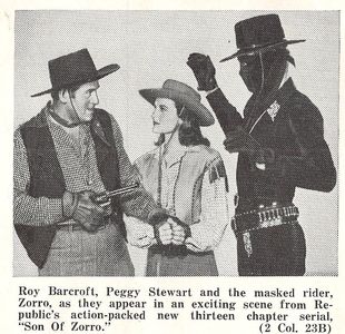 Roy Barcroft, Peggy Stewart, and George Turner in Son of Zorro (1947)