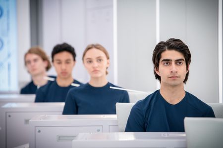 Vlad Ionut Popescu, Lily-Rose Depp, and Viveik Kalra in Voyagers (2021)