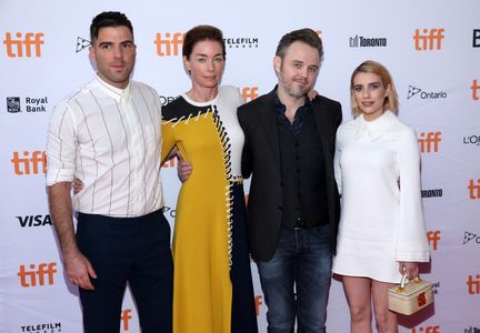 Matthew Newton, Julianne Nicholson, Zachary Quinto, and Emma Roberts at an event for Who We Are Now (2017)