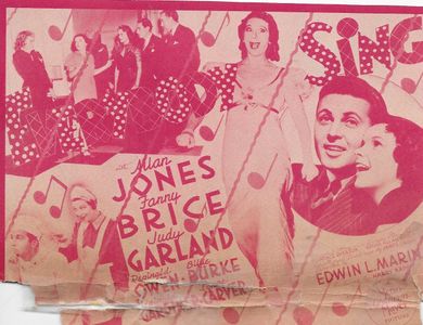 Judy Garland, Billie Burke, Fanny Brice, Lynne Carver, Allan Jones, Adia Kuznetzoff, and Reginald Owen in Everybody Sing