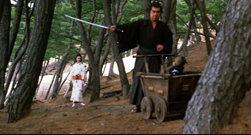 Tomisaburô Wakayama, Kayo Matsuo, and Akihiro Tomikawa in Lone Wolf and Cub: Baby Cart at the River Styx (1972)