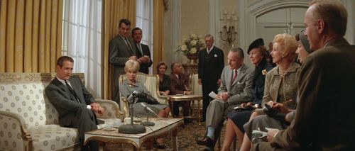 Paul Newman, Leo G. Carroll, Rudolph Anders, Virginia Christine, Anna Lee, Elke Sommer, and Ben Wright in The Prize (196