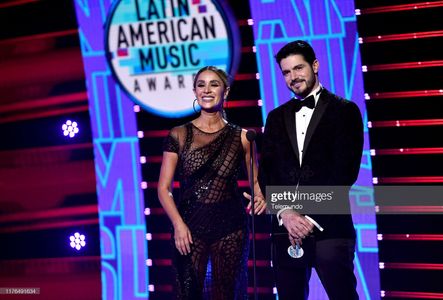 2019 LATIN AMERICAN MUSIC AWARDS - Catherine Siachoque and Pepe Gámez speak at the Dolby Theatre in Hollywood, CA