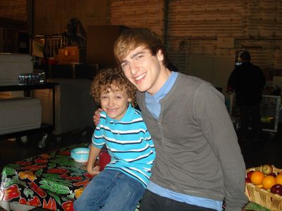 Evan and Kendall Schmidt on the set of Big Time Rush