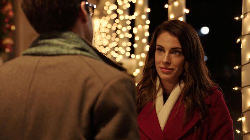 Jessica Lowndes and Cole Gleason in Christmas at Pemberley Manor (2018)