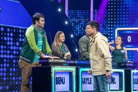 Dingdong Dantes, Benj Basa, Julie Lee, and Gayle Valencia in Family Feud Philippines (2022)