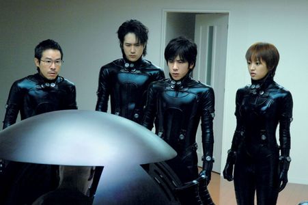 Kazunari Ninomiya, Tomorô Taguchi, Ken'ichi Matsuyama, and Natsuna in Gantz (2010)