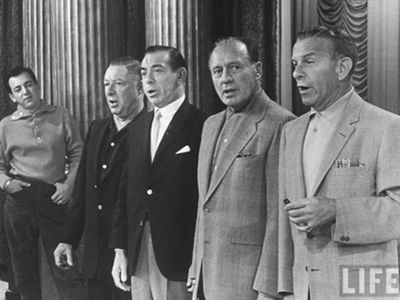 Jack Benny, George Burns, Eddie Cantor, Bobby Darin, and George Jessel in The Jack Benny Program (1950)