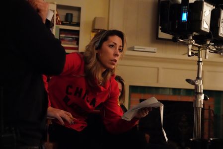 Melissa Kosar directing on the set of American Housewife
