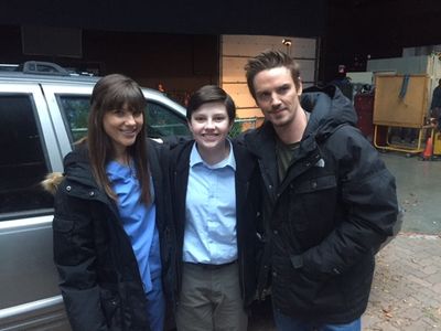 Dodge and actors, Devin Kelley & Riley Smith, on the set of Frequency